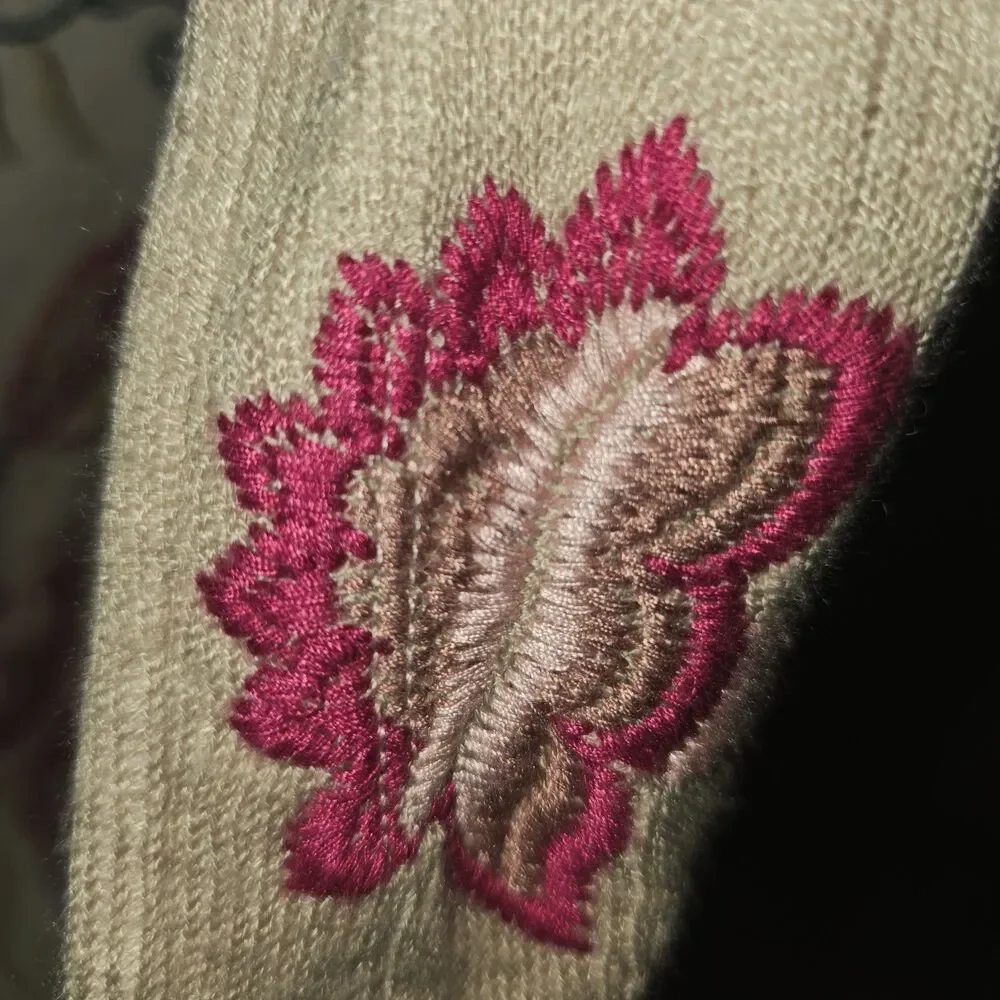 JOHNNY WAS BIYA Sz S Floral Embroidered Open Front Hood Cardigan Duster Sweater